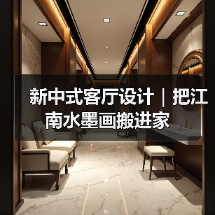 新中式客厅设计｜把江南水墨画搬进家（图2）