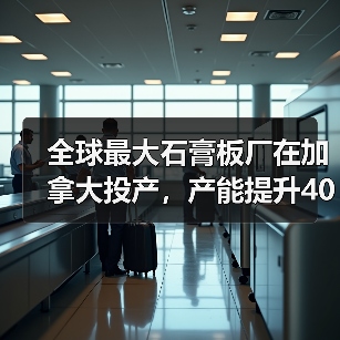 全球最大石膏板厂在加拿大投产,产能提升40%助力住房建设(图1) 全球最大石膏板厂在加拿大投产,产能提升40%助力住房建设(图1)