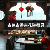 古色古香青花瓷餐具