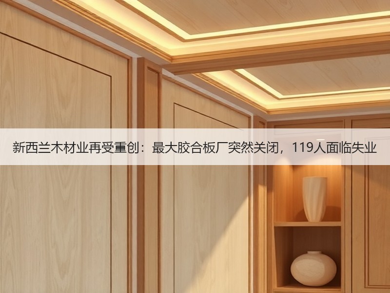 新西兰木材业再受重创：最大胶合板厂突然关闭，119人面临失业